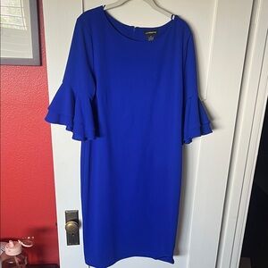 Liz Claiborne Women's Royal Blue Ruffle Sleeve Dress
